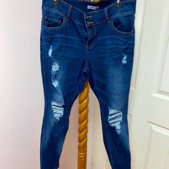 refuge Denim - refuge blue high waisted ripped jeans